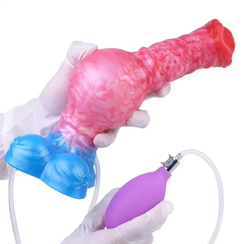 8.5 Inch Horse Knot Inflatable and Ejaculating Dildo Silicone Animal Penis (16) 8.5 Inch Horse Knot Inflatable and Ejaculating Dildo Silicone Animal Penis - Image 6