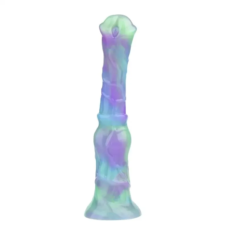 9.5 Inch Long Slim Horse Knot Dildo Silicone Mix-Colors Animal Penis (12) 9.5 Inch Long Slim Horse Knot Dildo Silicone Mix-Colors Animal Penis - Image 1