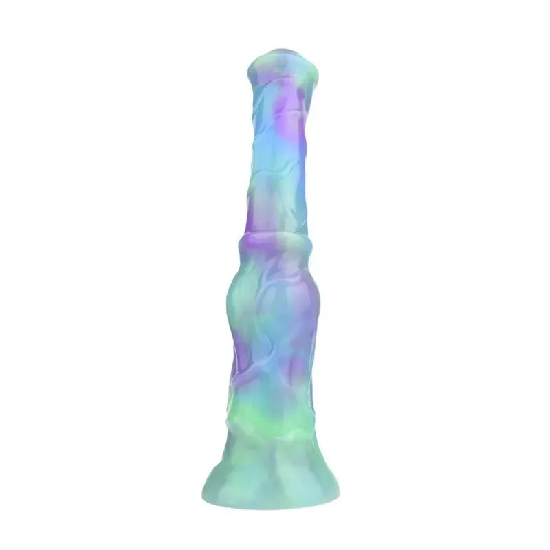 9.5 Inch Long Slim Horse Knot Dildo Silicone Mix-Colors Animal Penis (14) 9.5 Inch Long Slim Horse Knot Dildo Silicone Mix-Colors Animal Penis - Image 5