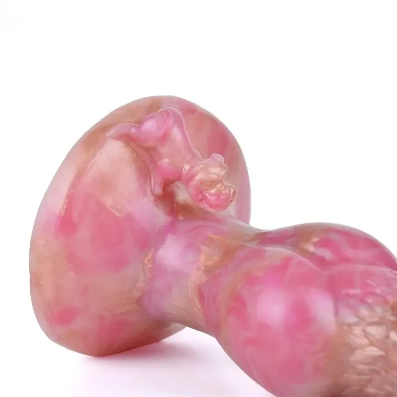 Big Knotted Dog Dildo (4) 8.5 IN Pink Big Knotted Dildo Fantasy Silicone Animal Penis - Image 5