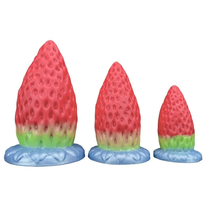 Big Strawberry Butt Plug Silicone Anal Toys (5) 6/8/9.5 Inch Big Strawberry Butt Plug Silicone Anal Toys - Image 1