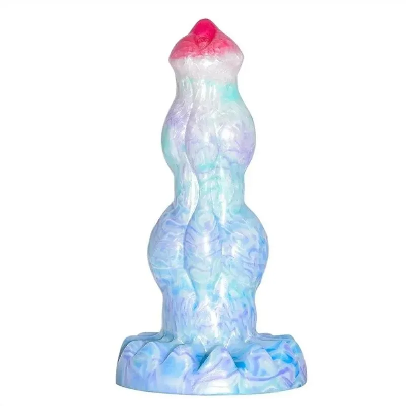 Double Knot Dog Dildo (1) 9 IN Fantasy Dildo With Two Knots Silicone Animal Dog Penis - Image 3