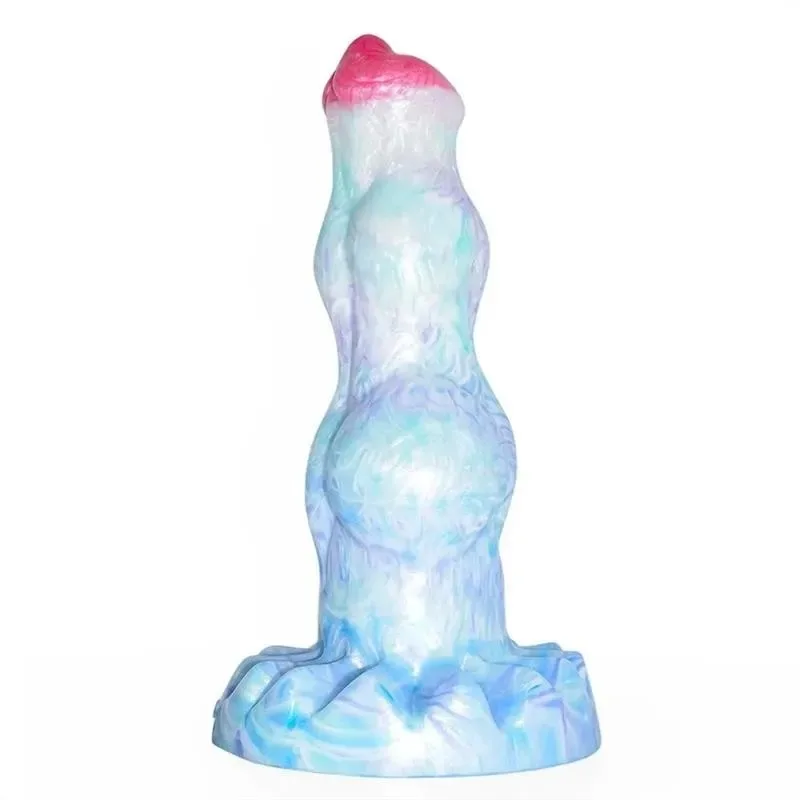 Double Knot Dog Dildo (5) 9 IN Fantasy Dildo With Two Knots Silicone Animal Dog Penis - Image 2