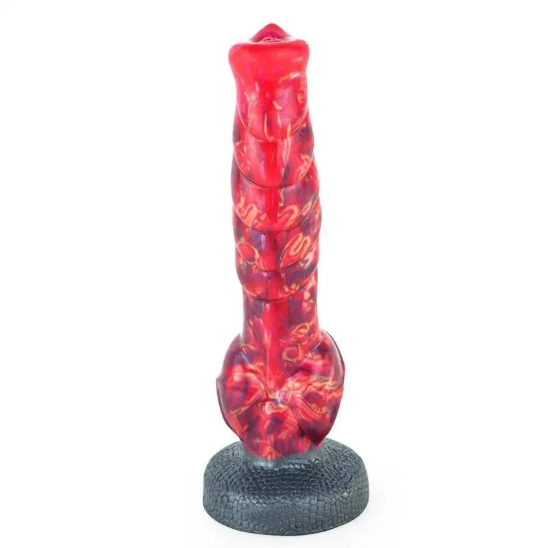 Dragon & Dog Penis Silicone Wolf Dildo (4) 9.5 IN Ribbed Knot Dildo Fantasy Themed Sex Toy - Image 3