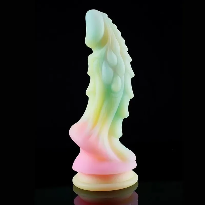Glow In The Dark Dragon Dildo Fantasy Alien Penis Toy (4) 7.5/8.5 Inch Glow In The Dark Dragon Dildo Fantasy Alien Penis Toy - Image 2