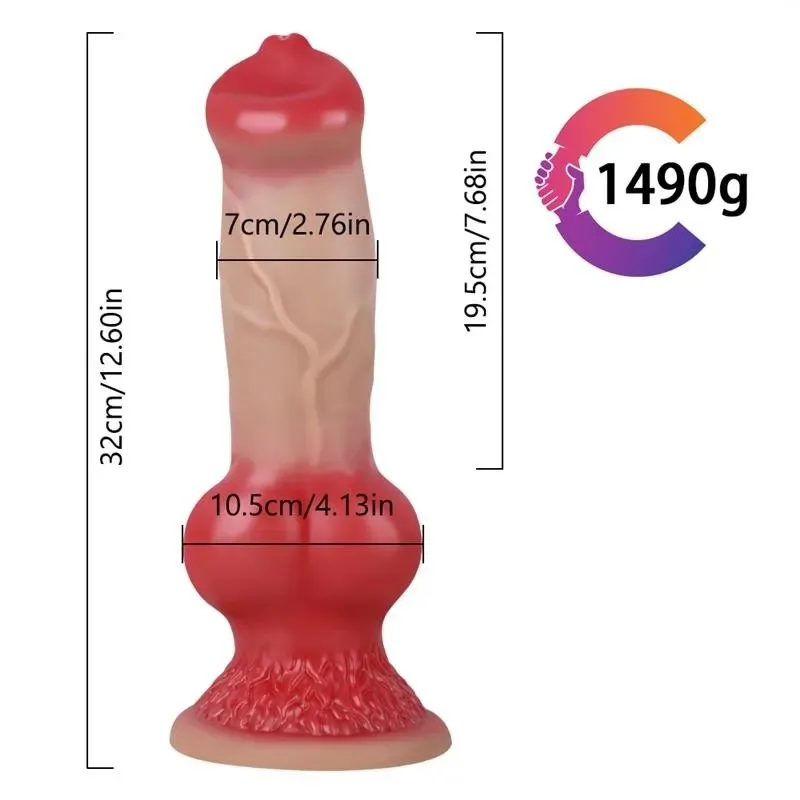 Knotted Dog Dildo Big Animal Penis (10) 9.5/10.5/12.5 IN Large Knotted Dog Dildo Silicone Animal Penis - Image 4