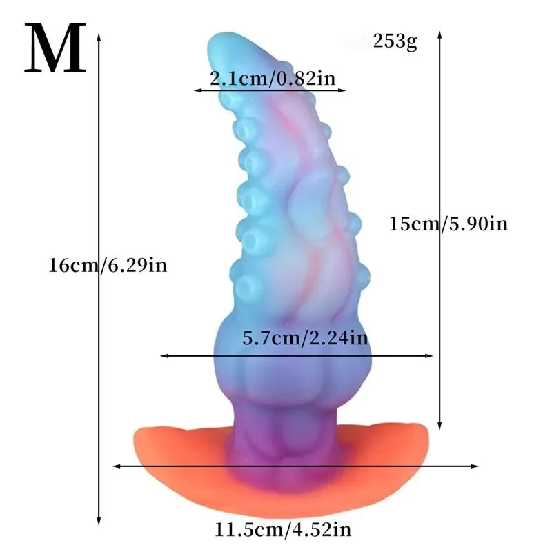 Luminous Octopus Tentacle Anal Dildo Plug Toy (10) 5.5/6/7.5 Inch Luminous Octopus Tentacle Anal Dildo Plug Toy - Image 5