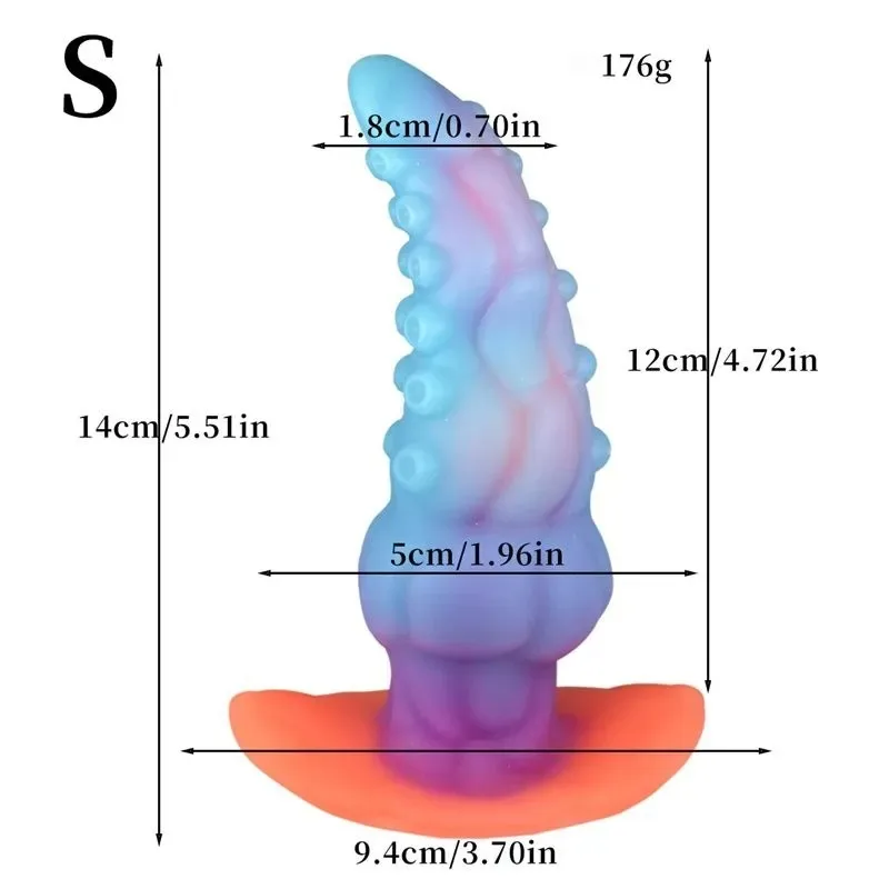 Luminous Octopus Tentacle Anal Dildo Plug Toy (9) 5.5/6/7.5 Inch Luminous Octopus Tentacle Anal Dildo Plug Toy - Image 4