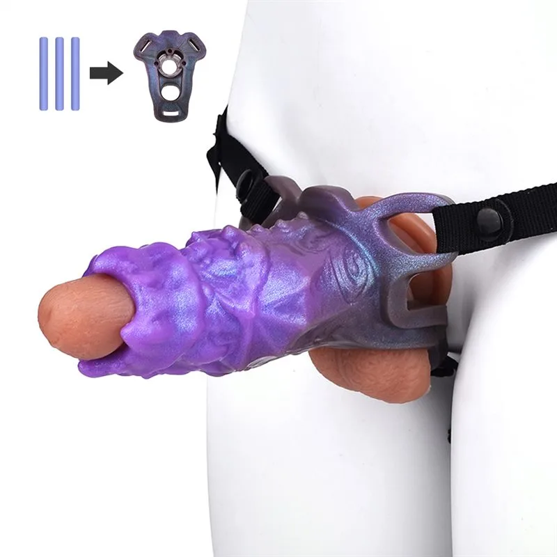 MONSTER SLEEVE (1) 5 Inch Strap On Beast Penis Sleeve Liquid Silicone Exotic Cock Extender - Image 1
