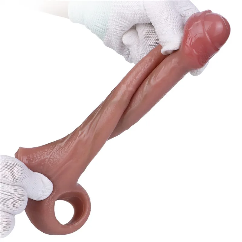 PENIS SHEATH (4) 6.5 Inch Real Feel Cock Sleeve Uncut Silicone Penis Sheath Toy - Image 7