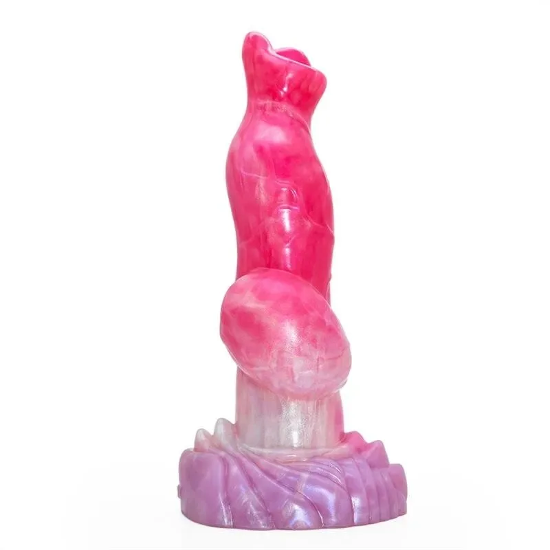 Pink Fantasy Knot Dog Wolf Dildo (1) 8.5 IN Pink Big Knotted Dildo Silicone Dog Wolf Penis - Image 3