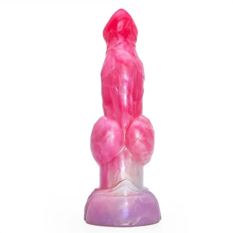 Pink Fantasy Knot Dog Wolf Dildo (2) 8.5 IN Pink Big Knotted Dildo Silicone Dog Wolf Penis - Image 2