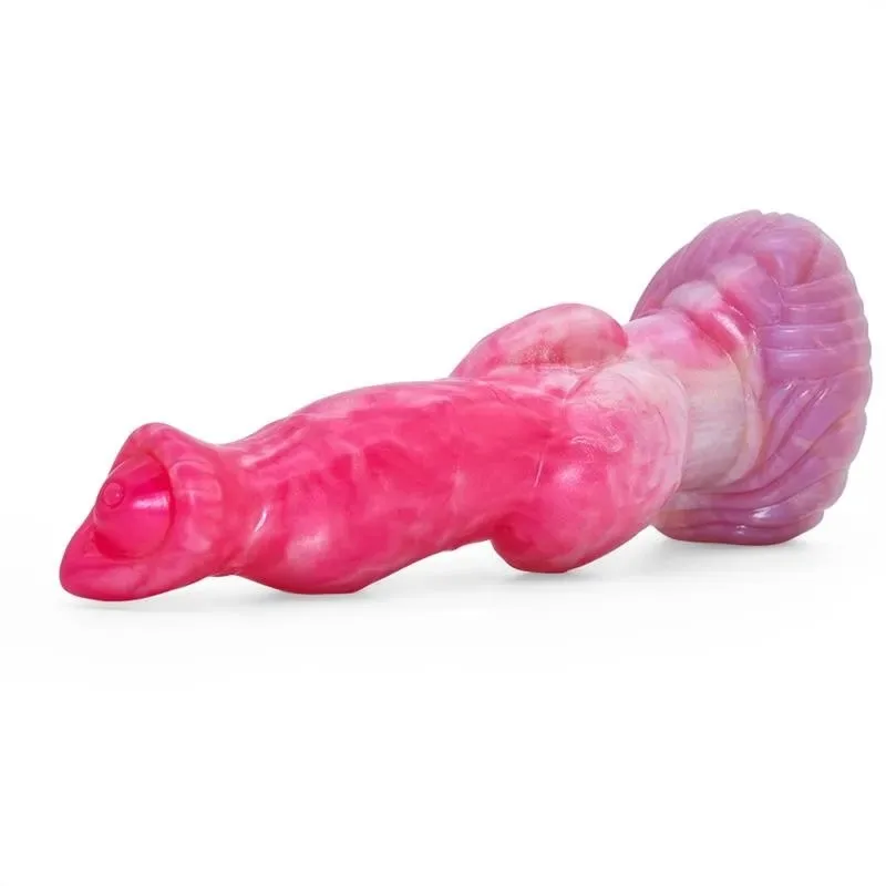 Pink Fantasy Knot Dog Wolf Dildo (4) 8.5 IN Pink Big Knotted Dildo Silicone Dog Wolf Penis - Image 6