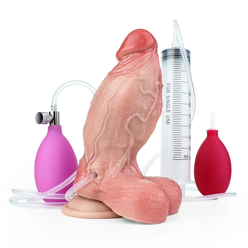 inflatable dildo (5) 6.5 IN Short Fat Ejaculating and Inflatable Texture Realistic Dildo - Image 1