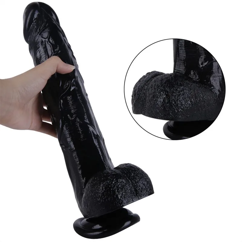9 13 IN Big Black Realistic PVC Dildo - Image 3