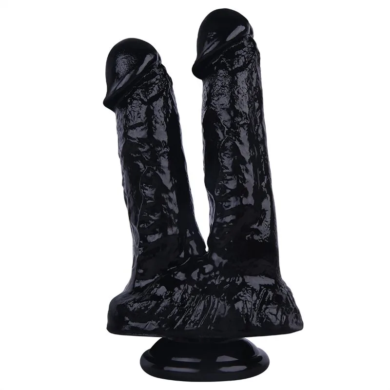 Black 8 IN Suction Cup Double Mushroom Head Dildo - Image 6